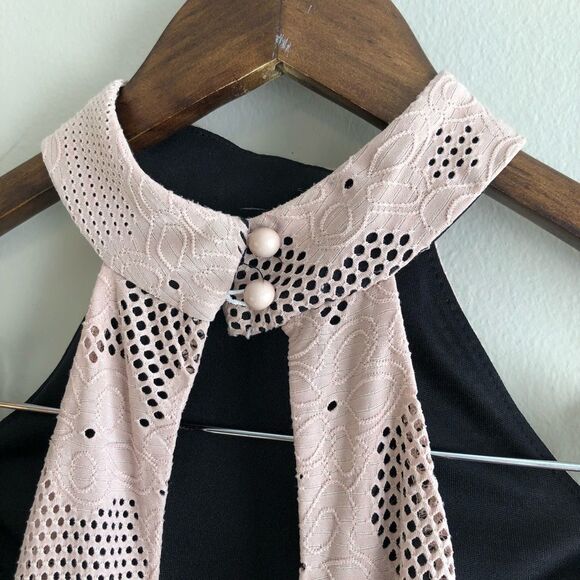 Mystic Vintage Mesh High Neck Fitted Bodycon Open Back Sleeveless Mini Dress Tan - Picture 10 of 14